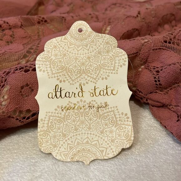 Altar’d State- NWT Allegra Rosewood Mock Neck Lace Dress Back Zipper- Size Small - Picture 7 of 10